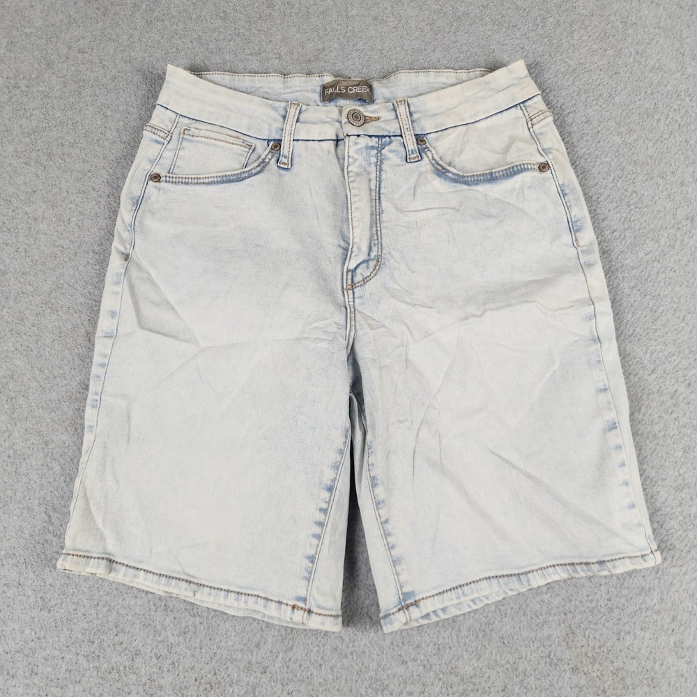 Falls Creek Denim Bermuda Shorts Womens 8 Blue Stretch Casual Everyday Wear